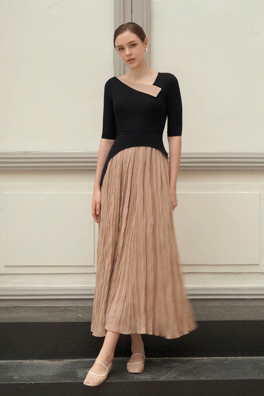 Ellear Dress (Black+Brown)