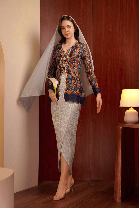 Kemboja Modern Kebaya Set (Blue)