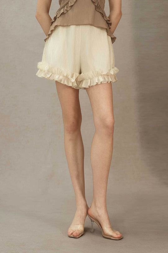 Liora Ruffle Shorts (Cream)