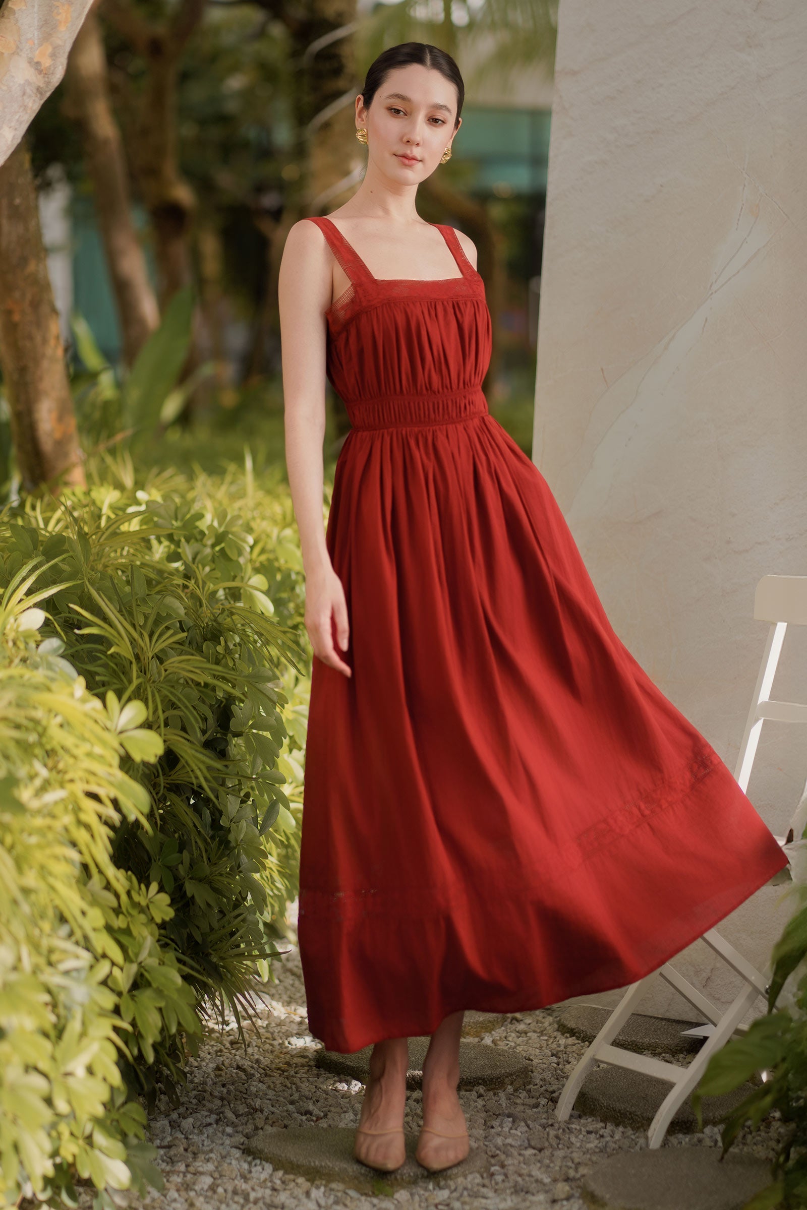 Delearis Dress (Maroon)