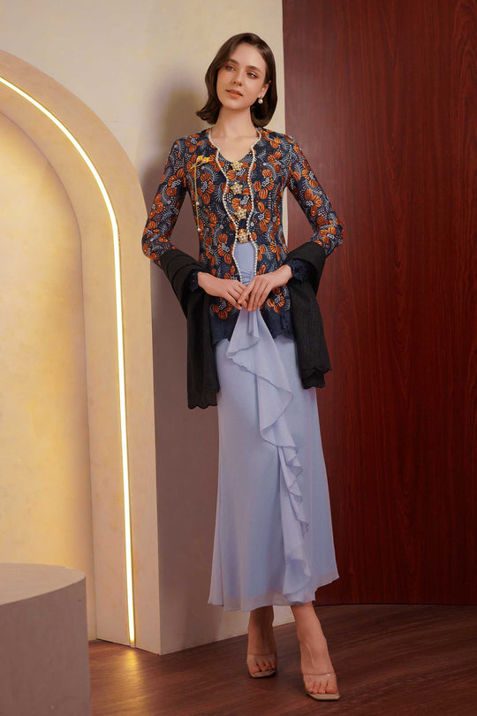 Kemboja Demure Kebaya Set (Blue)