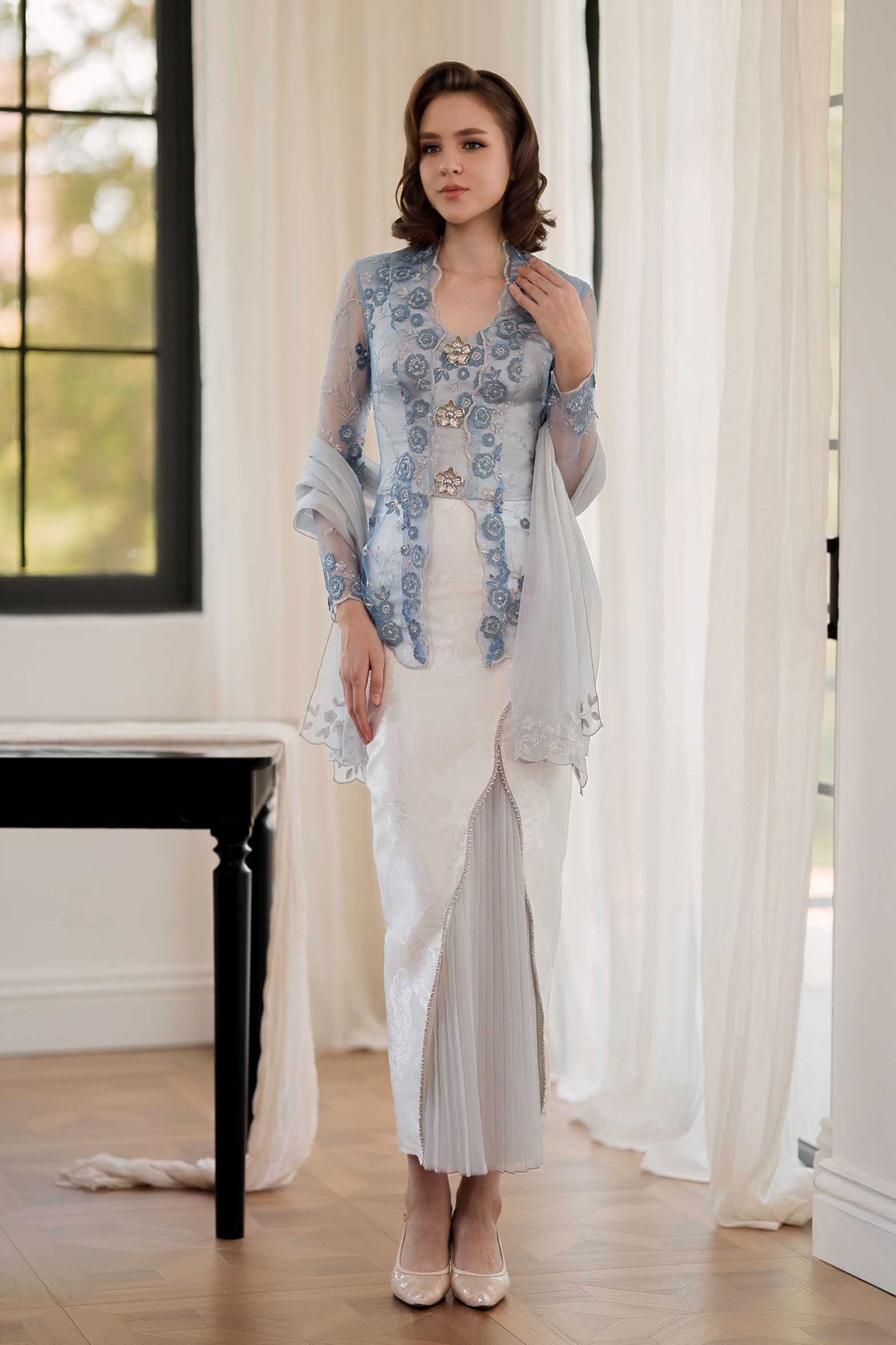 Mawar Kebaya Top (Blue)