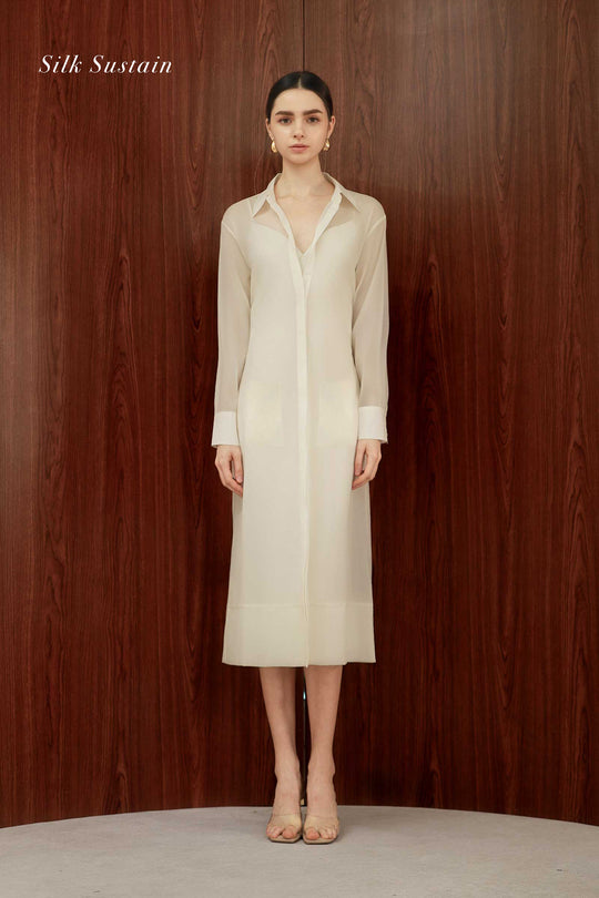 Seren Silk Shirtdress (Cream)