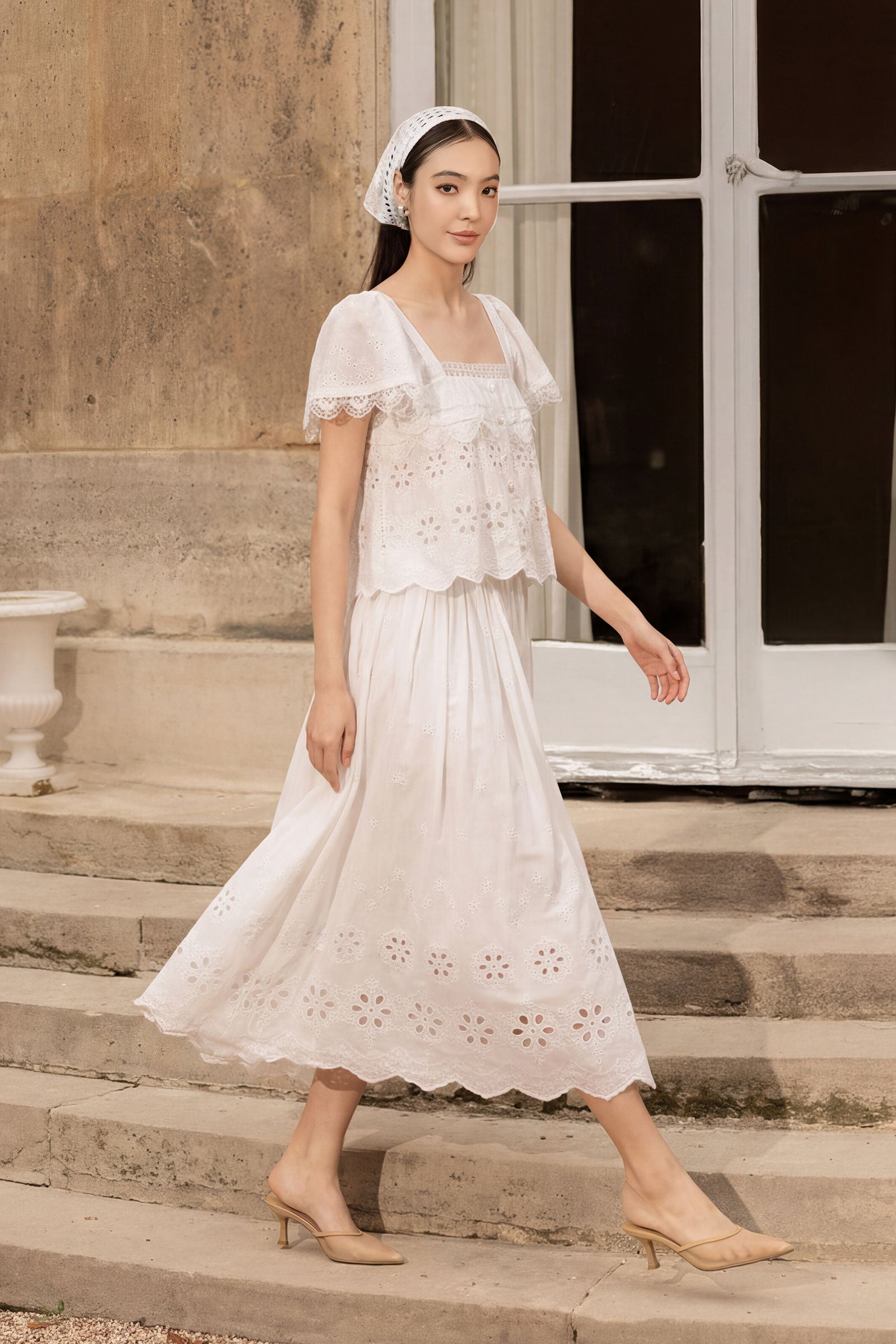 Solène Broderie Skirt (White)