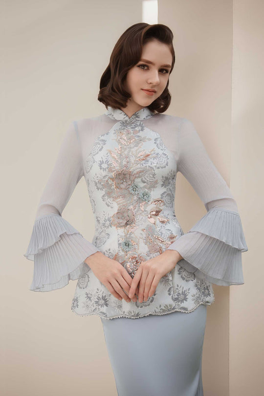 Alya Kebaya Top (Greyish Blue)