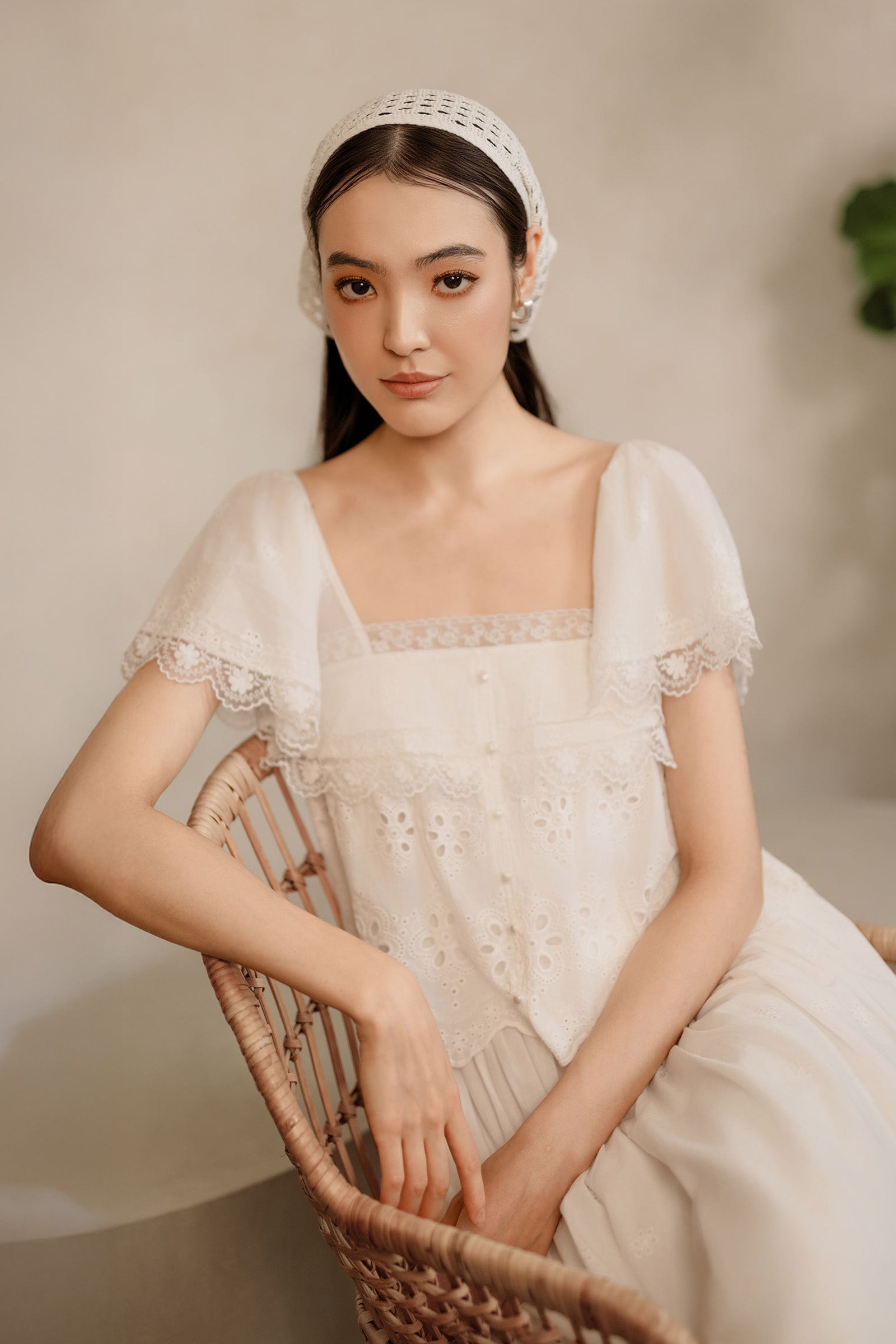 Solène Broderie Top (White)