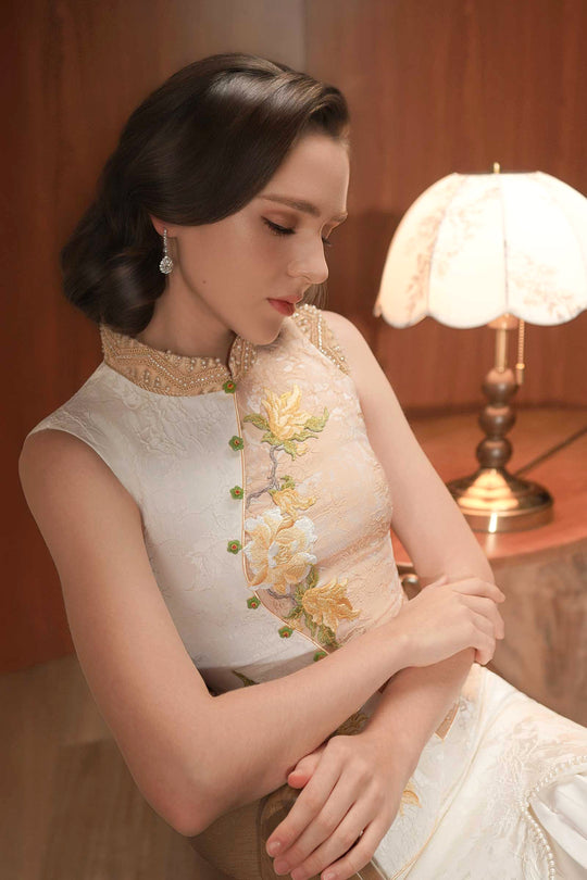 Solenia Qipao Top (Light Gold)