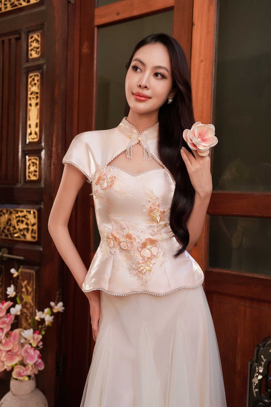 Harmonia Qipao Top (Champagne)