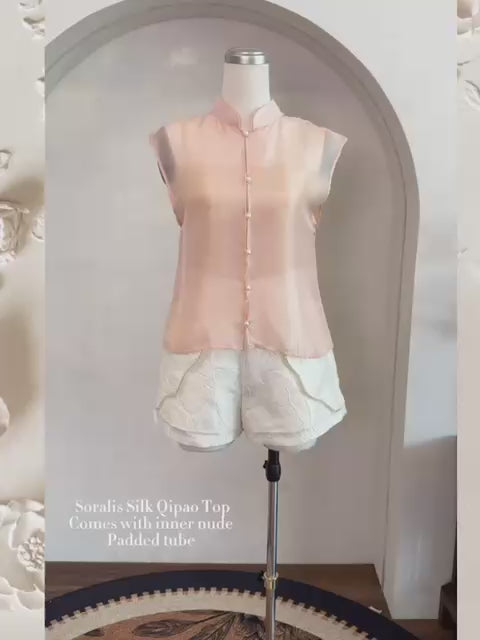 Soralis Silk Qipao Top (Ruby Red)