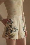 Deluna Printed Scallop Embroidery Shorts