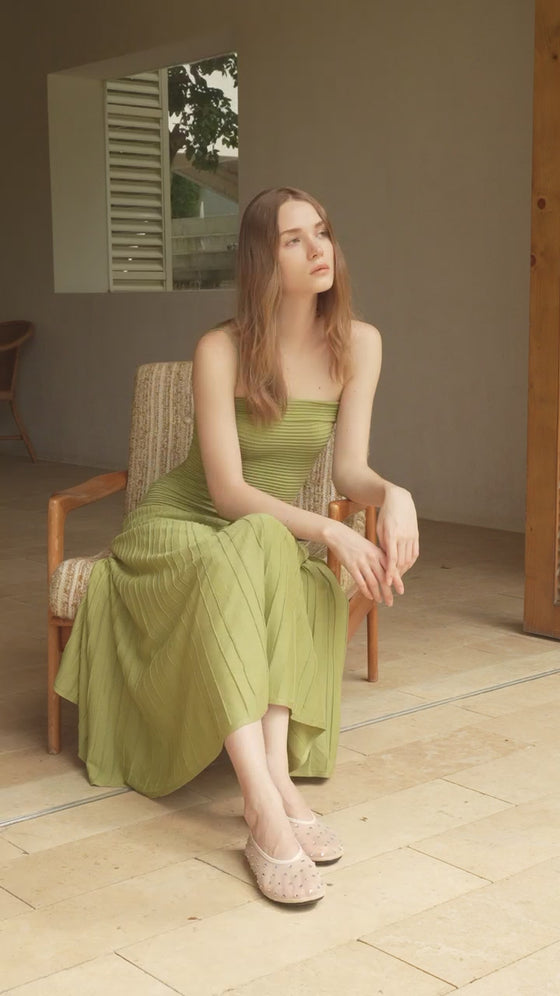 Phyllo Midi Knit Dress (Leaf)