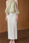 Mara Linen Midi Skirt (White Linen)