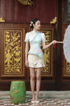 BACKORDER Qinghua Peony Qipao Top (Baby Blue)