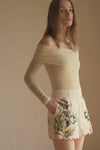 Deluna Printed Scallop Embroidery Shorts