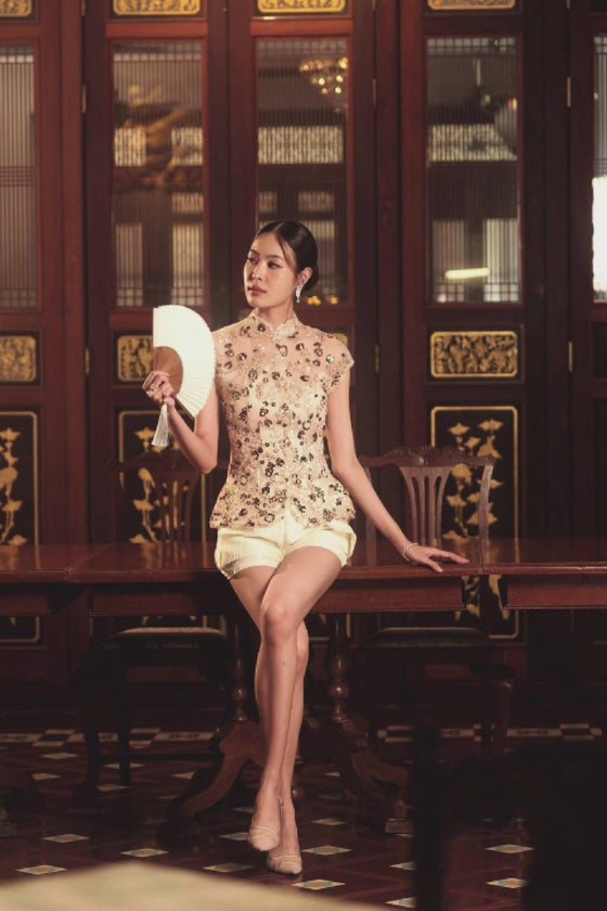 BACKORDER Evelia Qipao Top (Champagne)