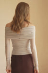 Bailey Mesh Ruched Off Shoulder Top (Misty Blue)