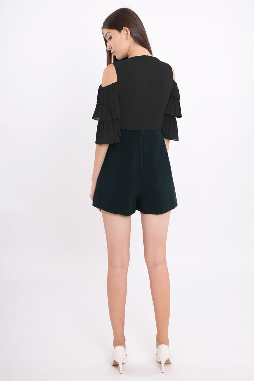 Diverkin Romper (Black+Dark Green)