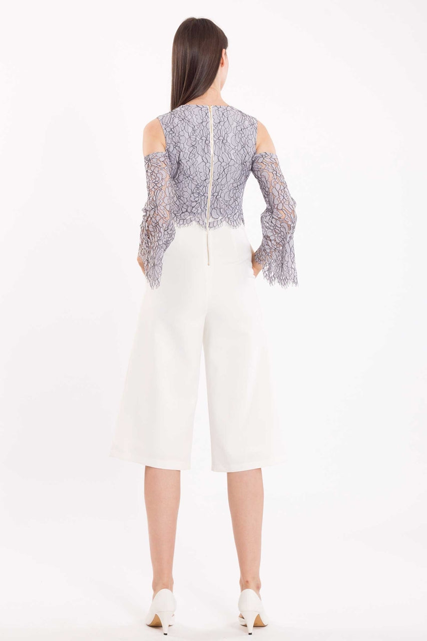 Derniza Jumpsuit Cullotes (White)