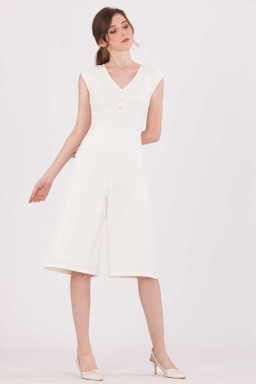 Doferfiy Jumpsuit Cullotes (White)