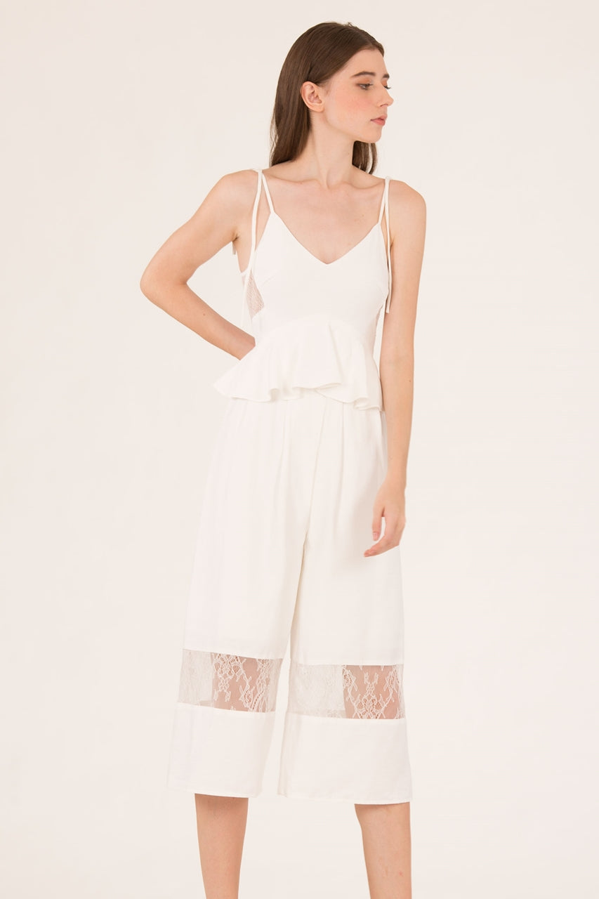 Daritahern Jumpsuit Cullotes (White)