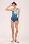 Duipeq One Piece Swimsuit (Turquoise)(Non Returnable)