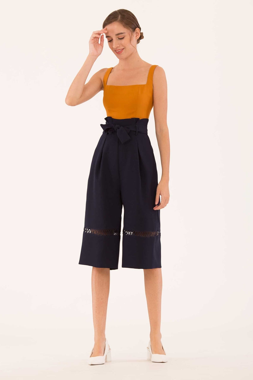 Dalberta Jumpsuit Cullotes (Caramel+Navy)