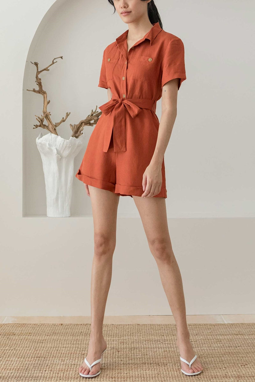 Dokirein Romper (Rust Orange)