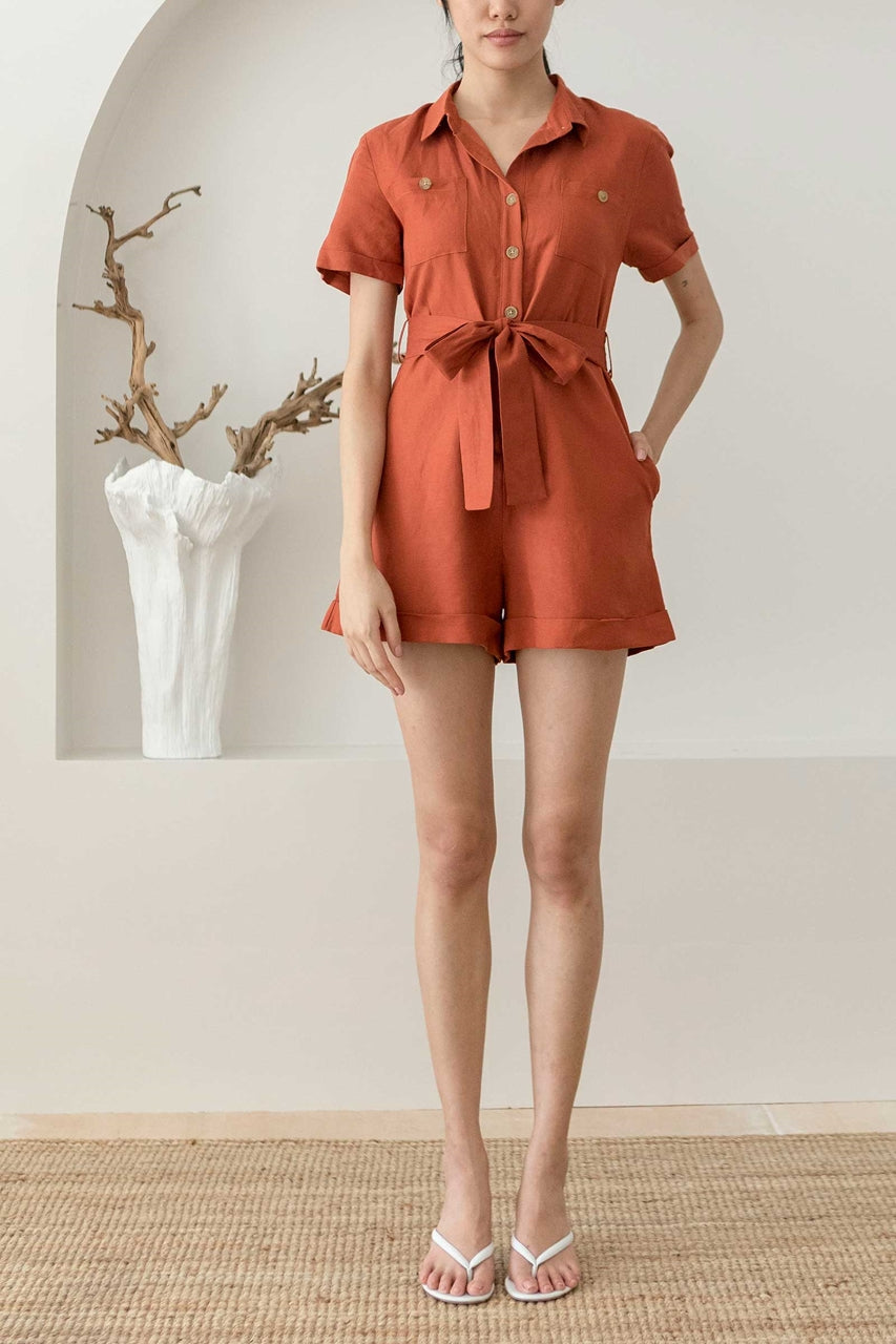 Dokirein Romper (Rust Orange)