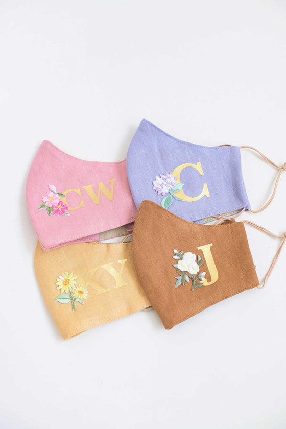 Face Mask Individual (Customize Flower & Initial)