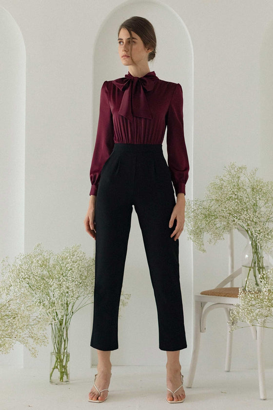 Dohurest Jumpsuit (Burgundy+Black)