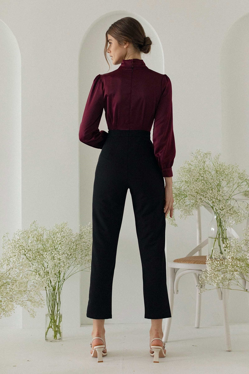 Dohurest Jumpsuit (Burgundy+Black)