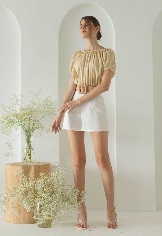 Dokahjer Romper (Pale Yellow+White)